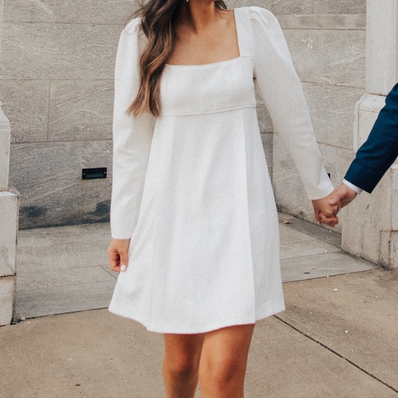 WHITE puff sleeve dress - Picture 4 of 4